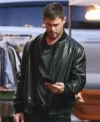 Buy Crime 101 Chris Hemsworth 2026 Davis Black Bomber Leather Jacket For Sale