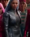 Buy Descendants Wicked Wonderland 2026 Malia Baker Blue Cropped Leather Jacket On Sale