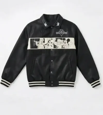 Buy Disney BoxLunch D23 Kingdom Hearts 2026 Black Leather Varsity Jacket For Sale