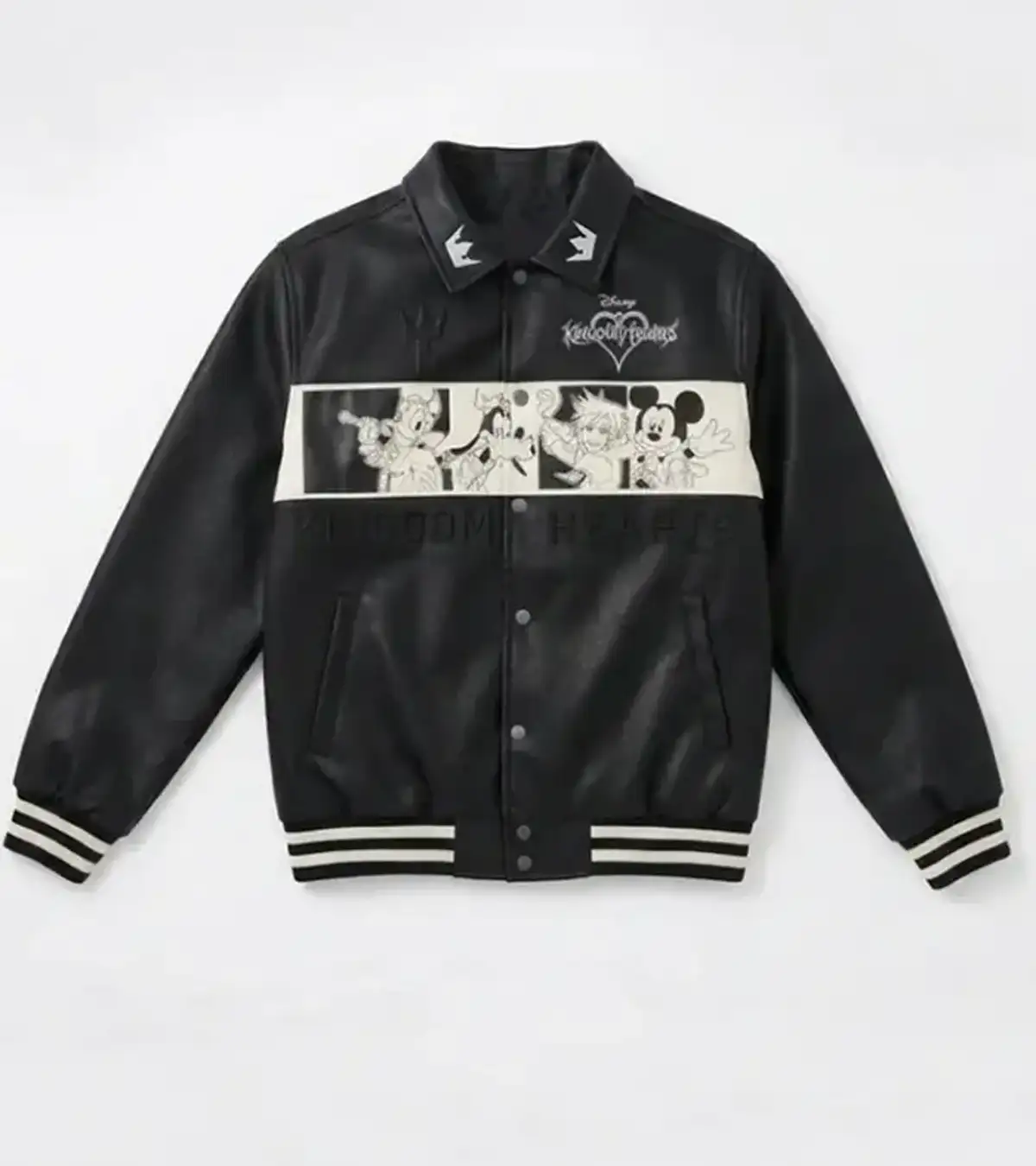Buy Disney BoxLunch D23 Kingdom Hearts 2026 Black Leather Varsity Jacket For Sale