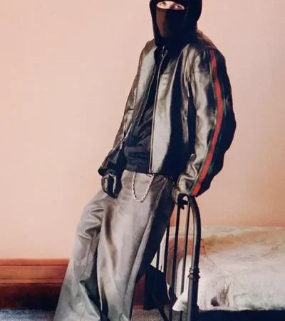 Buy EsDeeKid Gucci Primavera Side Strips Black Leather Jacket On Sale