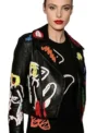 Buy F1 Grand Prix Las Vegas Lele Pons Black Cropped Leather Moto Jacket For Sale