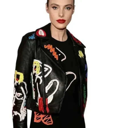 Buy F1 Grand Prix Las Vegas Lele Pons Black Cropped Leather Moto Jacket For Sale