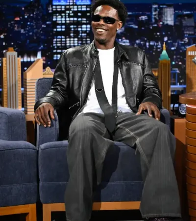 Buy Jazz Chisholm Jr The Tonight Show Starring Jimmy Fallon 2026 Black Leather Jacket For Sale