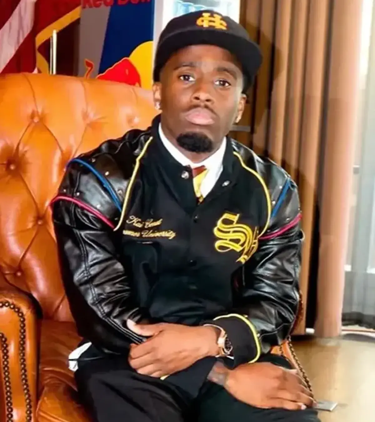 Buy Kai Cenat Custom Streamer University Black Leather Varsity Jacket