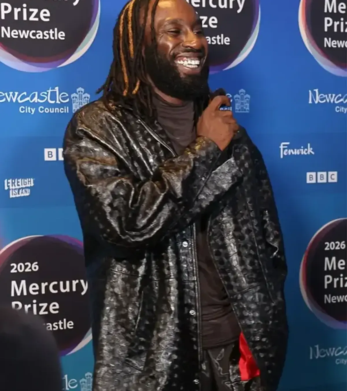 Buy Kojey Radical Mercury Music Prize 2026 Black Leather Jacket For Sale