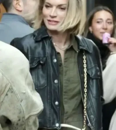 Buy Lindsay Hubbard In the City S01 Lindsay Hubbard Black Trucker Leather Jacket For Sale