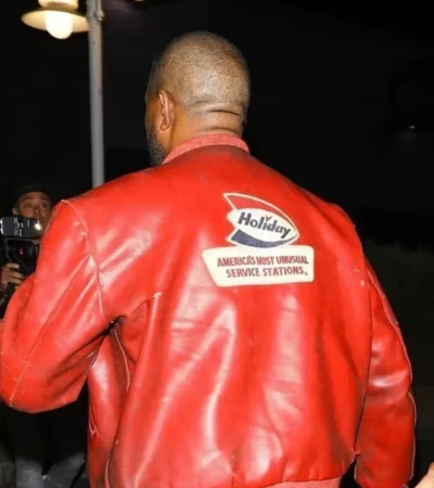 Buy Los Angeles Kanye West Worn During Date Night with Bianca Cens Screening of Michael Red Leather Jacket