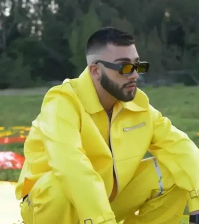 Buy Manuel Turizo Yellow Shirt Style Leather Jacket On Sale