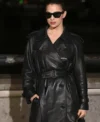 Buy Marisa Abela London Fashion Week 2026 Black Leather Trench Coat On Sale