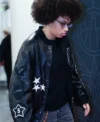 Buy Olivia Miles All Star Game 2026 Black Bomber Leather Varsity Jacket For Sale