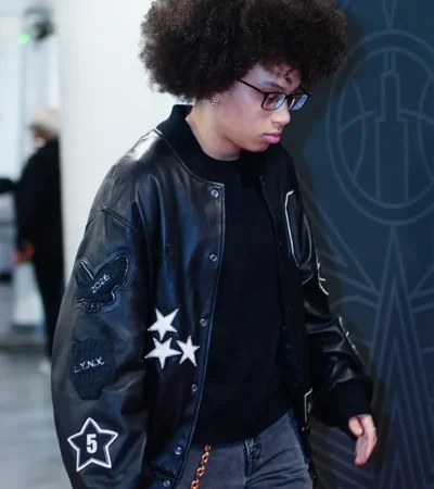 Buy Olivia Miles All Star Game 2026 Black Bomber Leather Varsity Jacket For Sale