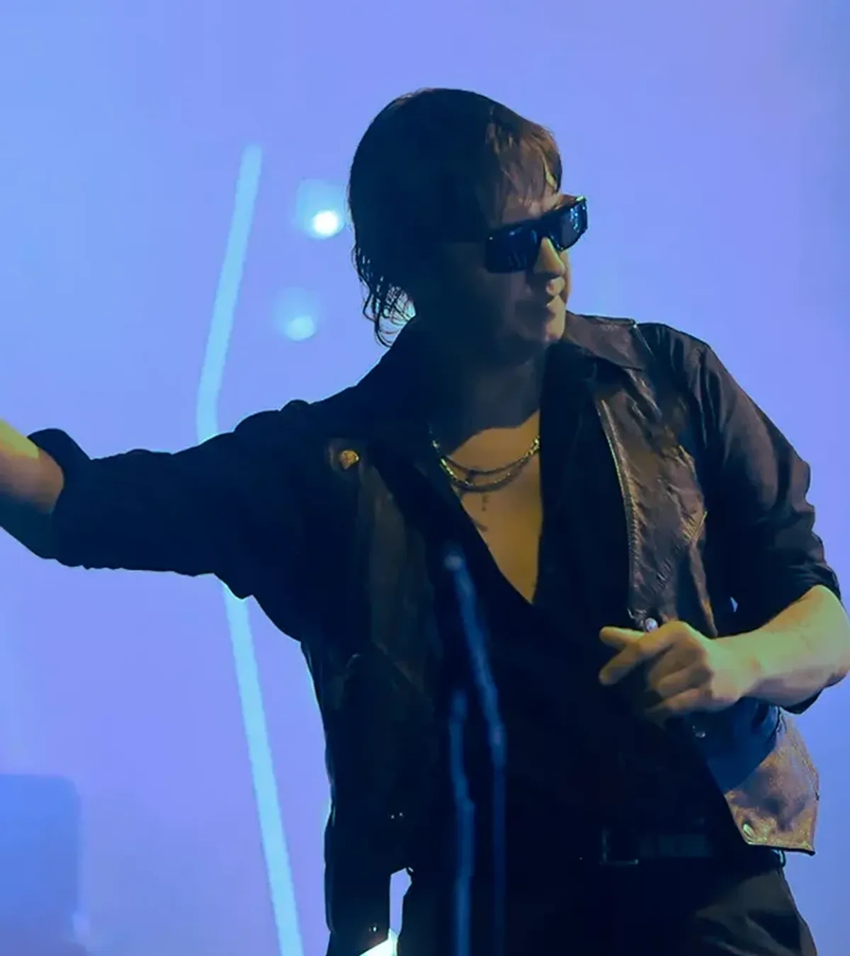 Buy Outside Lands 2026 Performance The Strokes Julian Casablancas Black Leather Vest For Sale