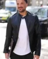 Buy Peter Andre London Heart 90’s Global Radio Studios Black Leather Jacket On Sale
