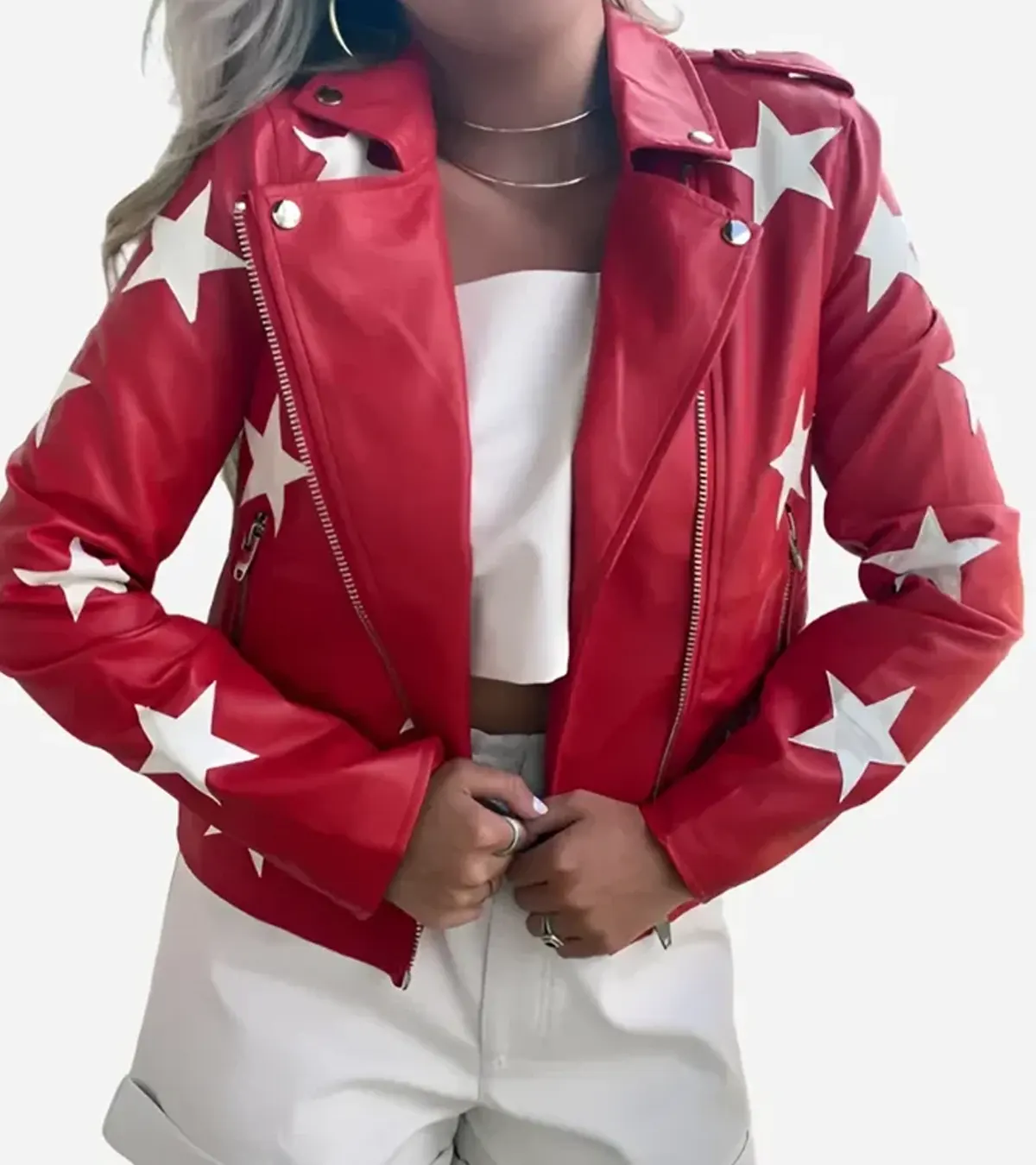 Buy Polly Brindle Battle Camp S01 Red Star Leather Jacket For Sale