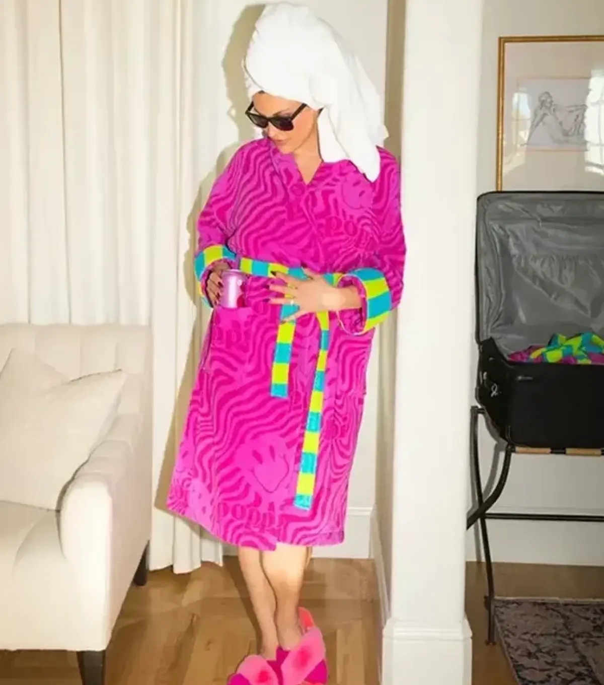 Buy Poppi Pink Robe with Swirl Print