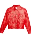 Buy Project Runway S22 Christian Siriano Red Leather Jacket For Sale