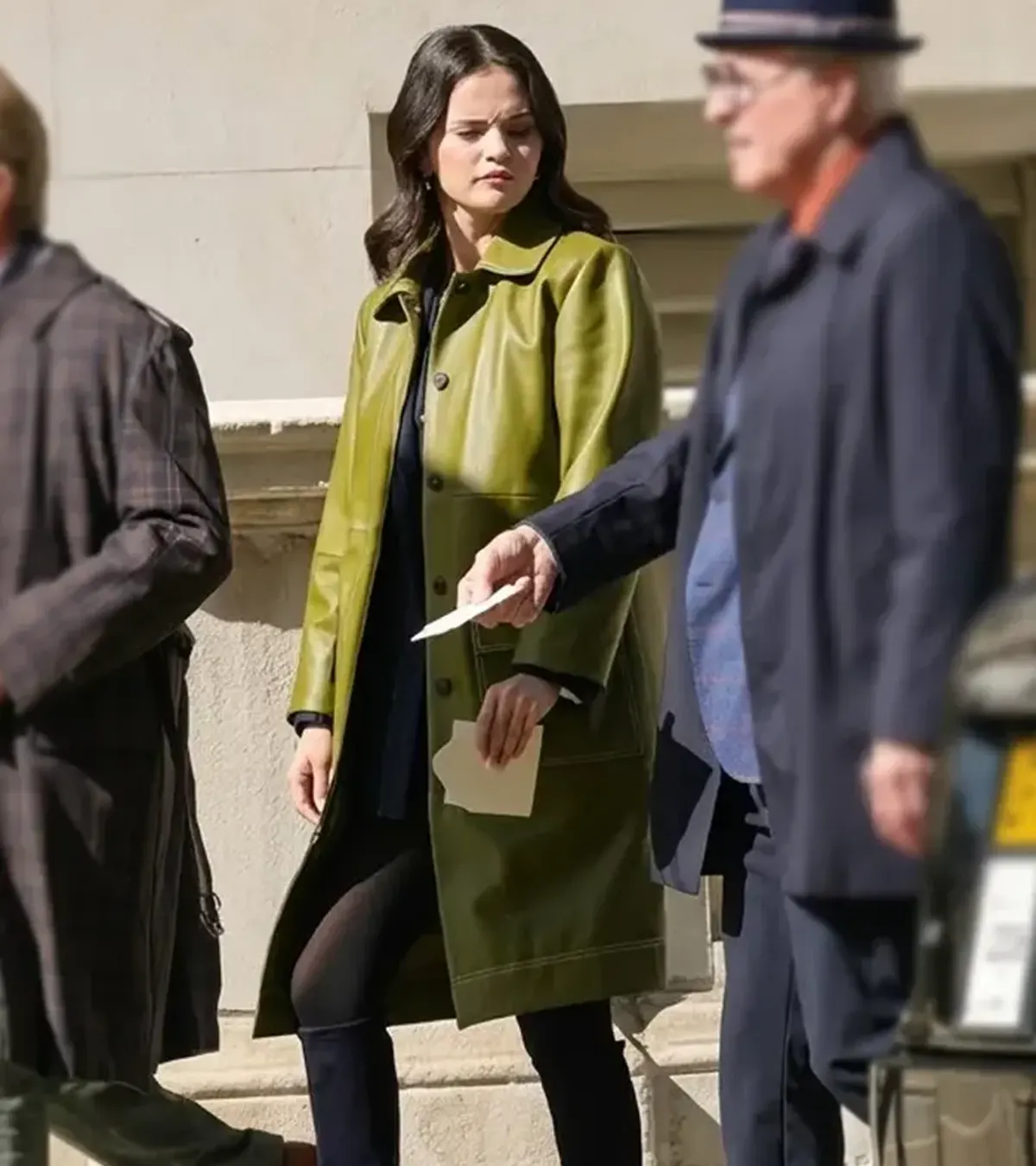Buy Selena Gomez TV Series Only Murders in the Building S06 Mabel Mora Green Leather Coat On Sale