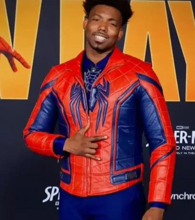 Buy Spider-Man Brand New Day Premiere Dominique Barrett Quilted Red and Blue Leather Jacket Sale