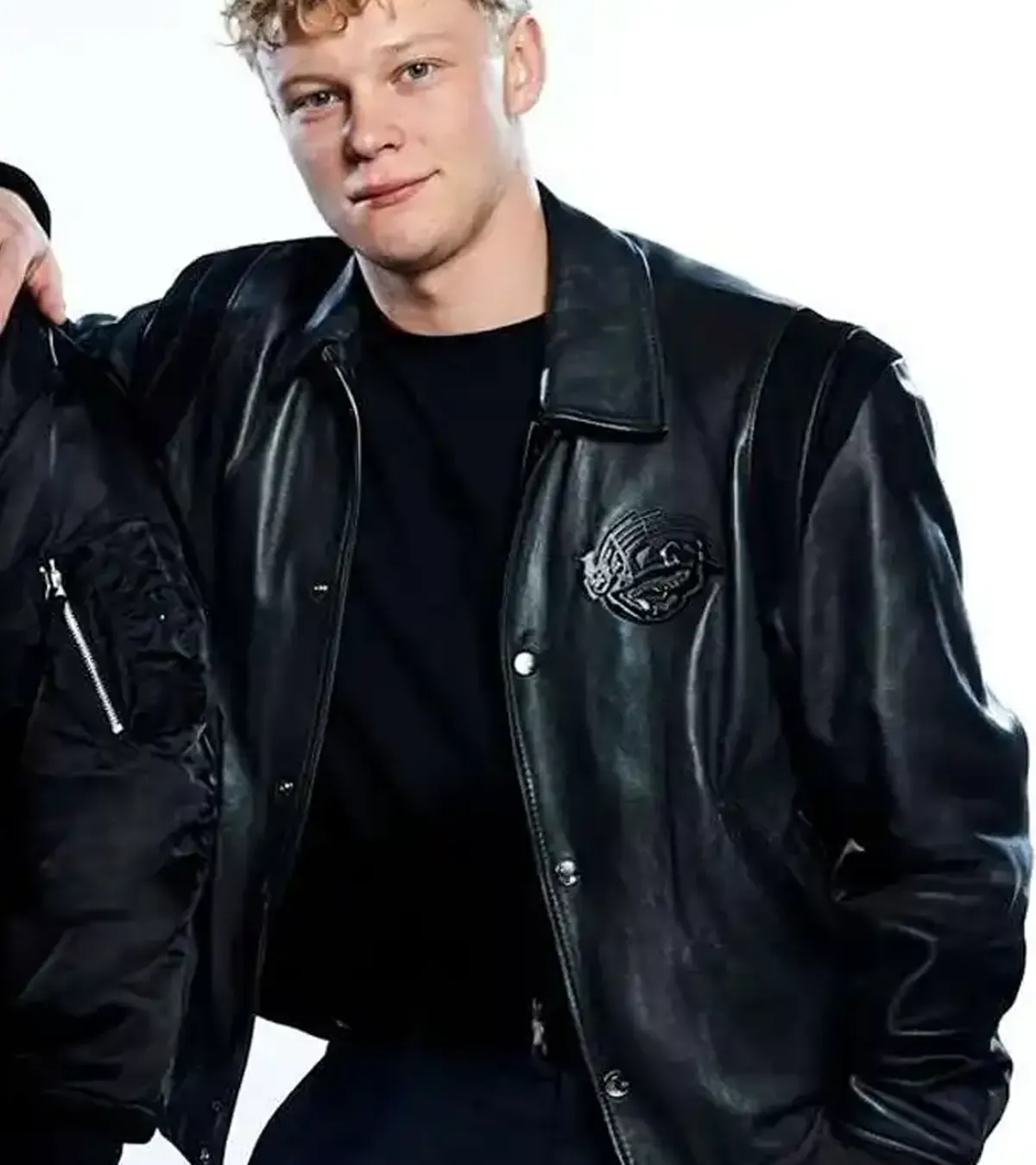 Buy Stacy Clausen Leviticus Movie Event 2026 Black Leather Bomber Jacket On Sale