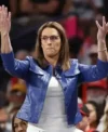 Buy Stephanie White WNBA Playoffs Blue Cropped Leather Jacket For Sale