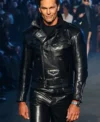 Buy Tom Brady Gucci Resort 2026 Black Leather Jacket For Sale