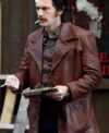 Buy Vincent Martino TV Series The Deuce Frankie Maroon Leather Jacket On Sale