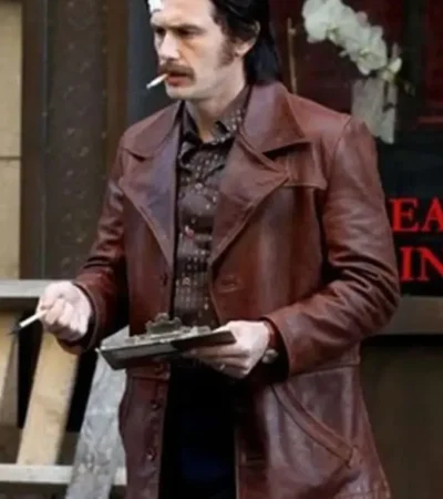 Buy Vincent Martino TV Series The Deuce Frankie Maroon Leather Jacket On Sale