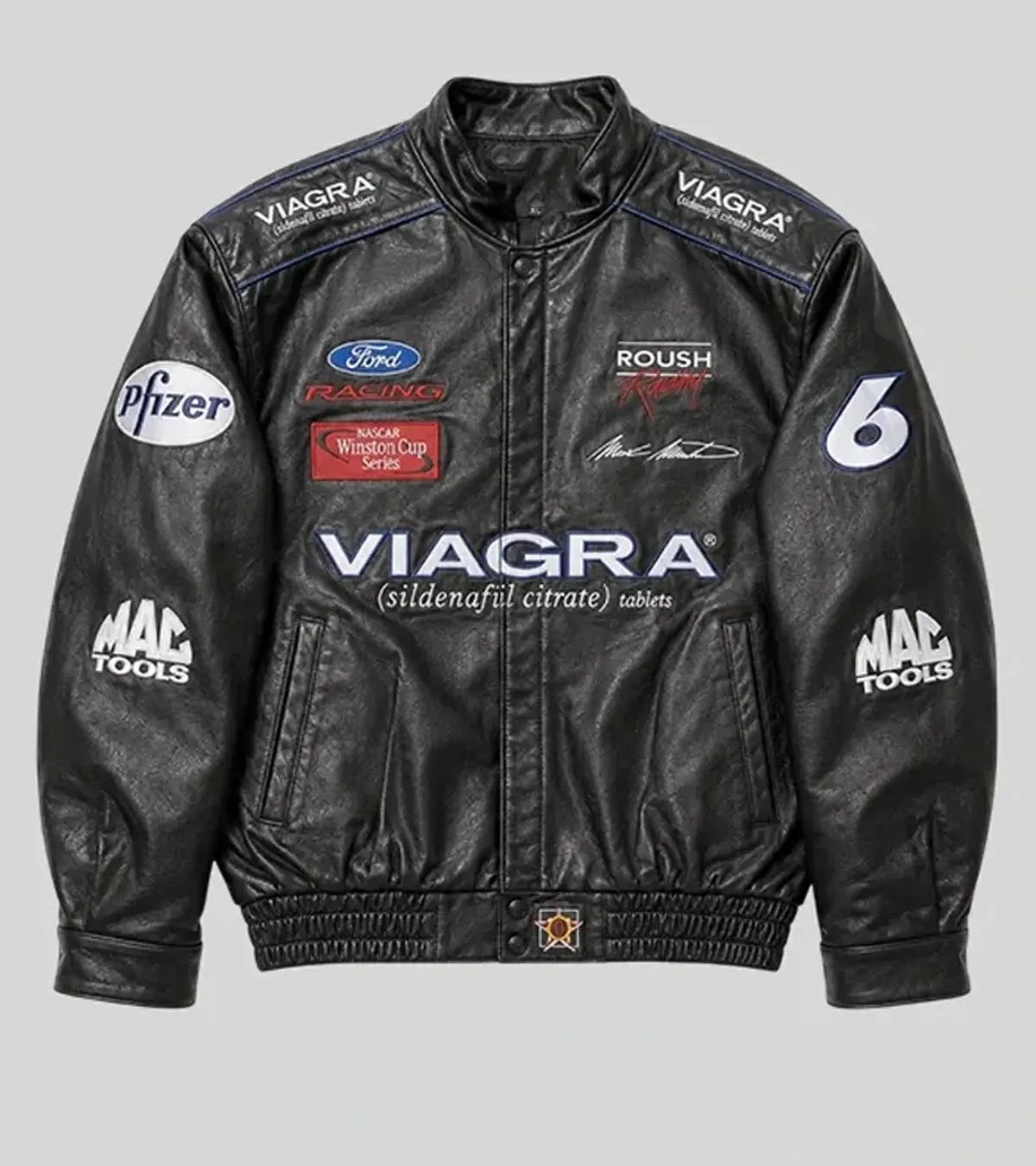 Buy Vintage Drake Viagra Racing Black Leather Jacket For Sale