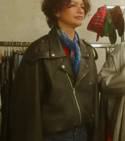 Buy Zendaya 2026 Black Biker Asymmetric Style Leather Jacket For Sale