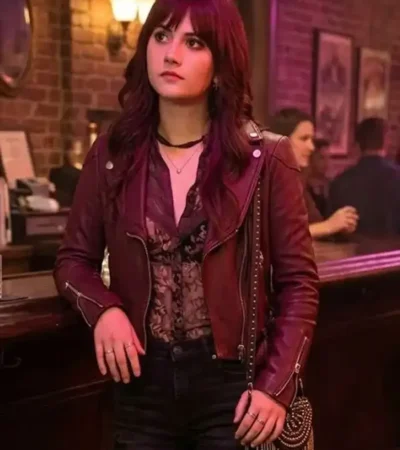Charlie Harper Emilia Jones Biker Leather Jacket