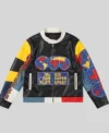 Chris Brown KidSuper x McDonald’s Black Moto Cafe Racer Leather Jacket On Sale