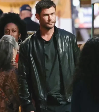 Chris Hemsworth Crime 101 Bomber Leather Jacket