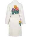 Cream Tiptoe Thru the Tulips Chenille Bathrobe back