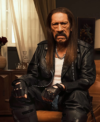 Danny Trejo 2026 Boots Campaign Black Leather Biker Jacket Front