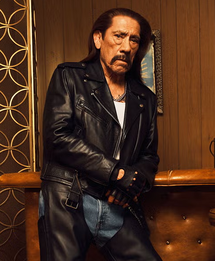 Danny Trejo 2026 Boots Campaign Black Leather Biker Jacket Right