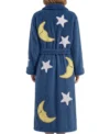 Dark Blue Moon and Stars All Over Chenille Bathrobe back