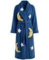 Dark Blue Moon and Stars All Over Chenille Bathrobe front