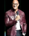 Dwayne Johnson Jumanji Open World Photocall 2026 Brown Leather Jacket On Sale