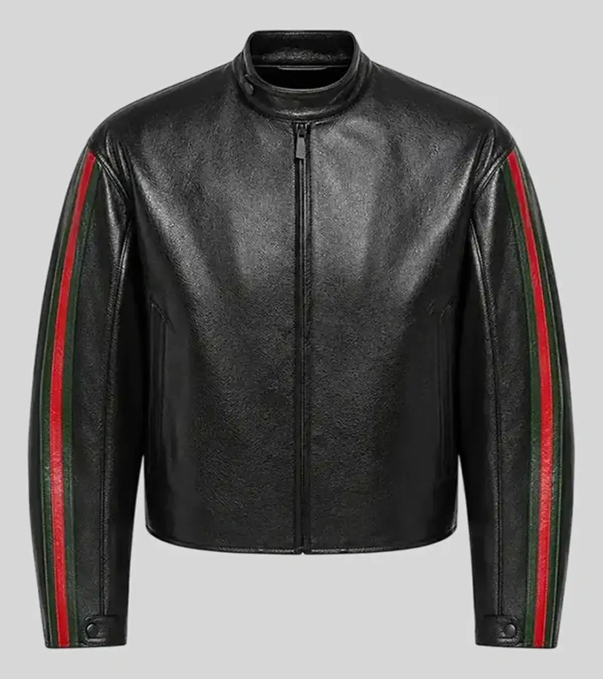 EsDeeKid Gucci Primavera Side Strips Black Leather Jacket On Sale