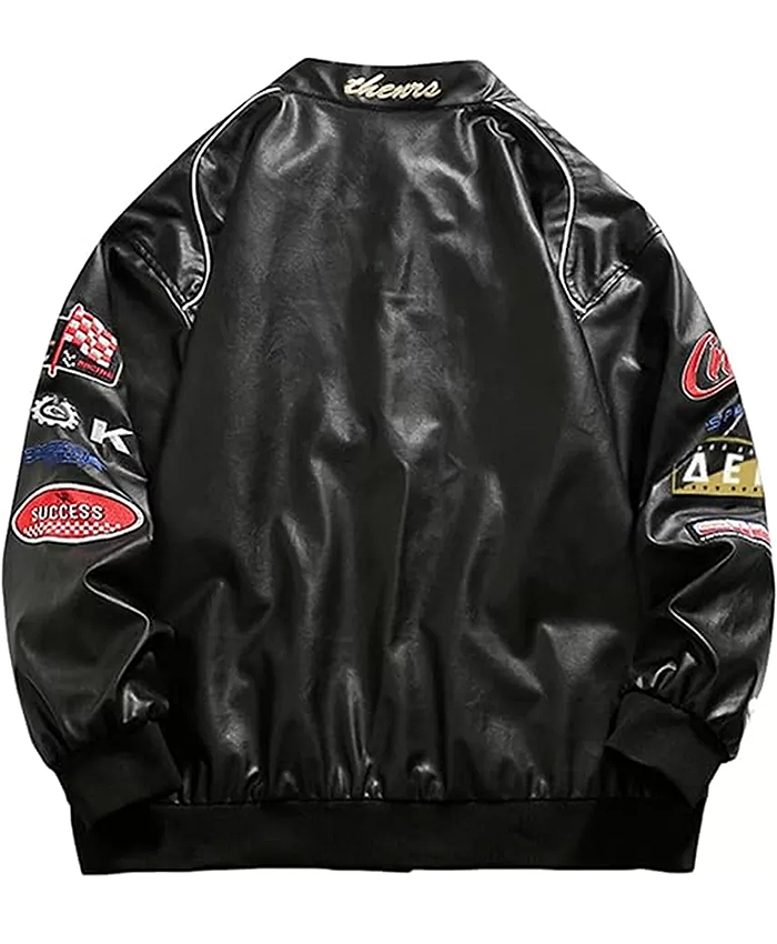 Fast and Furious 25th Anniversary Aviella Winder Black Leather Racing Moto Jacket Back