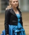 Get Elizabeth Banks The Miniature Wife 2026 Black Cropped Biker Leather Jacket On Sale