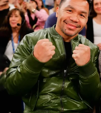 Get Manny Pacquiao Madison Square Garden 2026 Green Leather Jacket On Sale