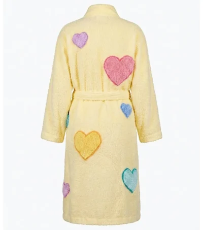 Hot Hearts Multicolor Chenille Bathrobe Light Yellow back