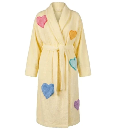Hot Hearts Multicolor Chenille Bathrobe Light Yellow