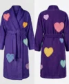Hot Hearts Multicolor Chenille Bathrobe Purple