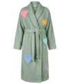 Hot Hearts Multicolor Chenille Bathrobe Sage Green