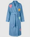 Hot Hearts Multicolor Chenille Bathrobe blue