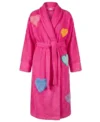 Hot Hearts Multicolor Chenille Bathrobe hot pink