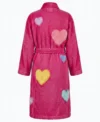 Hot Hearts Multicolor Chenille Bathrobe hot pink back